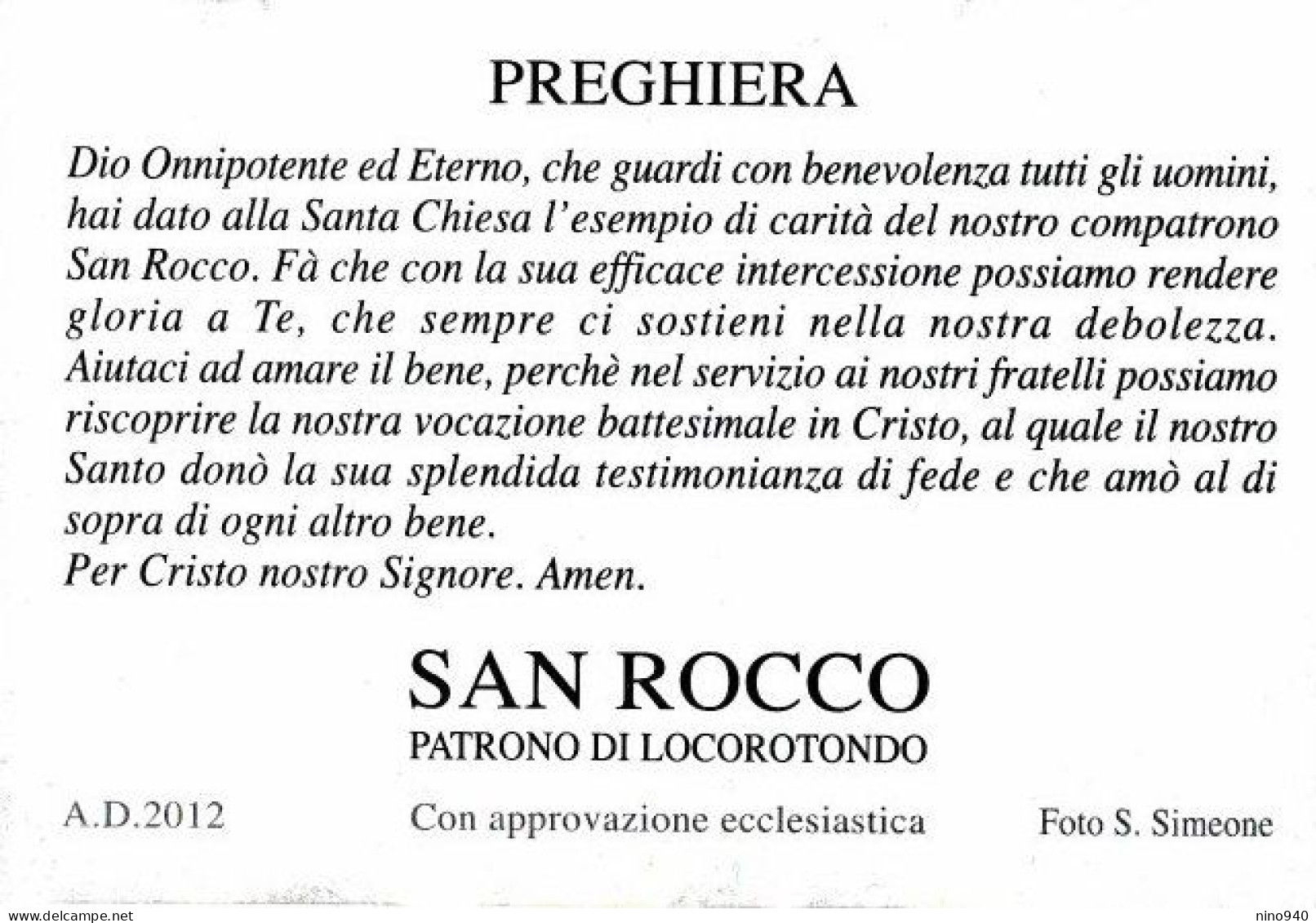 S. ROCCO - LOCOROTONDO -  M - PR - Mm. 75 X 110 - Religion & Esotérisme