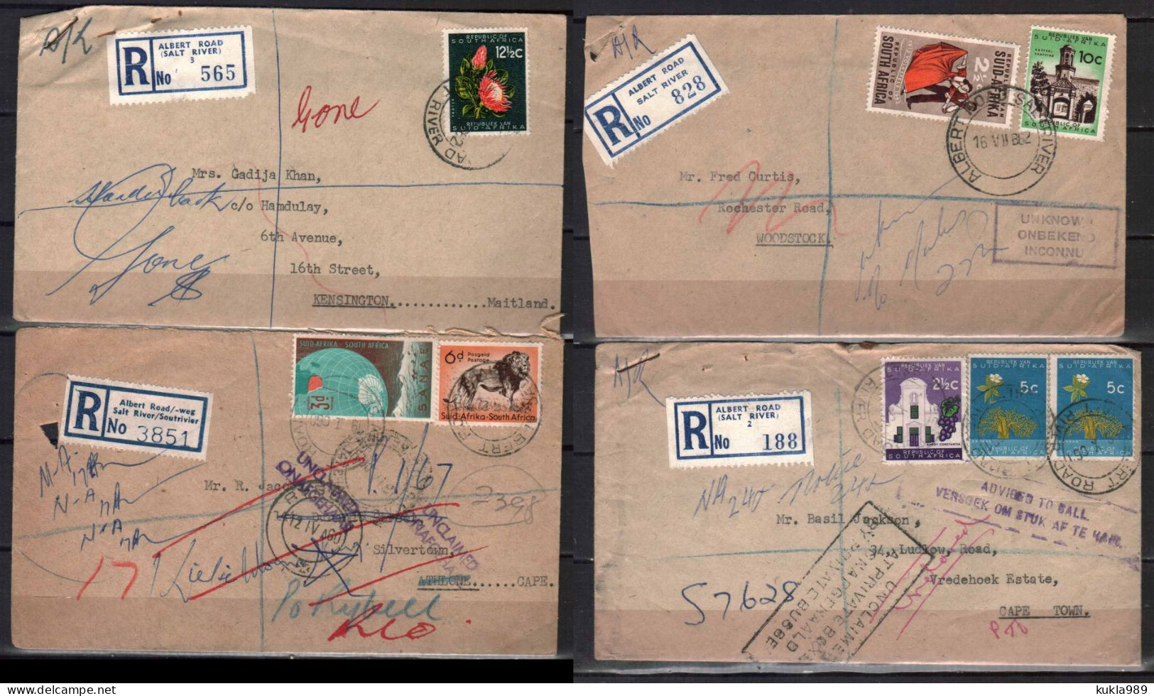 SOUTH AFRICA STAMPS. 4 REG. COVERS 1960-1962. - Lettres & Documents