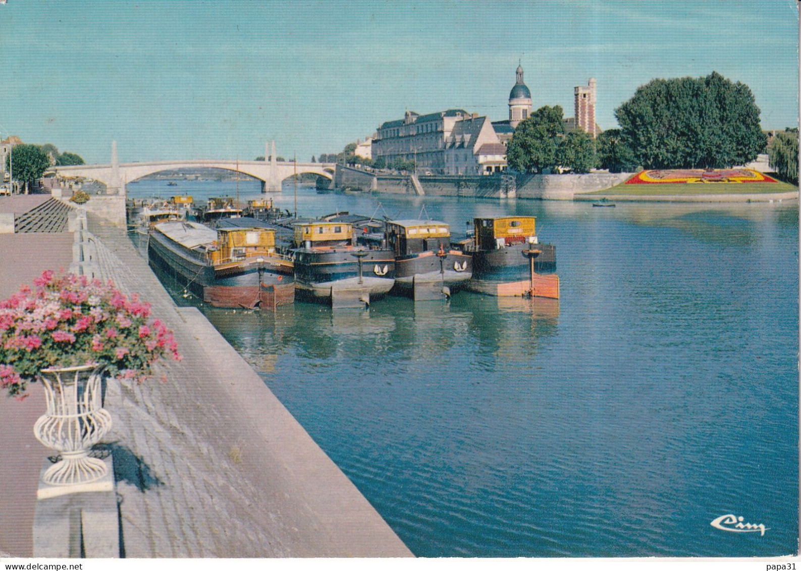 Peniches - Quai De La Saône - CHALON Sur SAONE - Binnenschepen