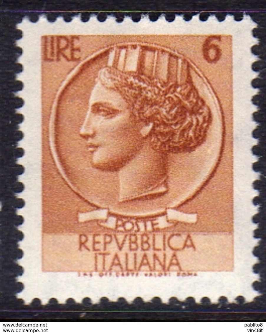 1968 - ITALIA REPUBBLICA - SIRACUSANA - LIRE  6  - SINGOLO - NUOVO - 1961-70: Ungebraucht