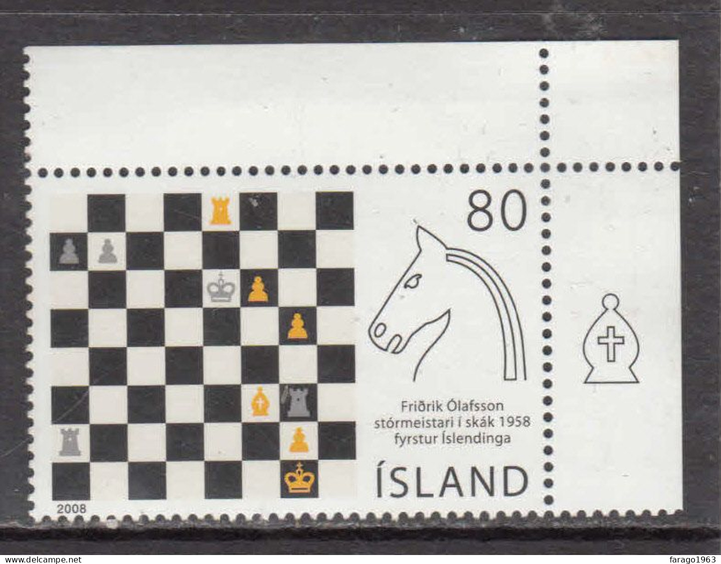 2008 Iceland Chess Echecs Complete Set Of 1 MNH - Ongebruikt