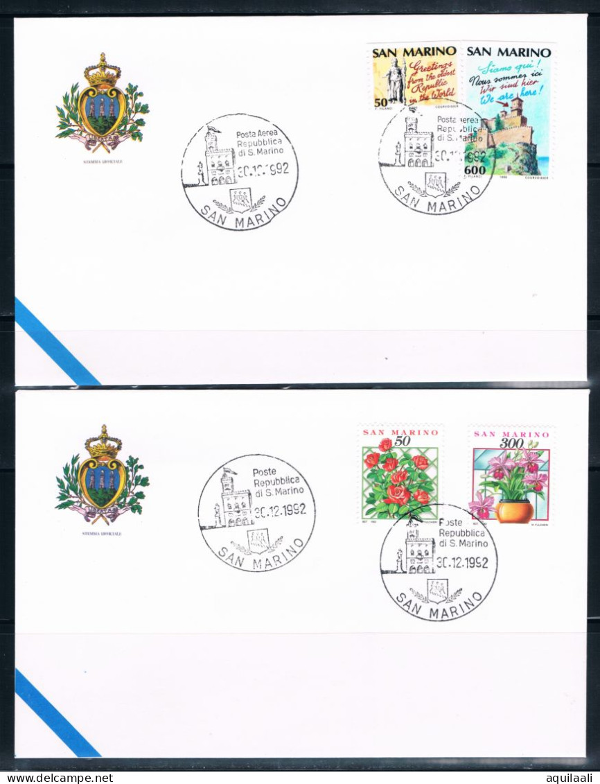 SAN MARINO 1992: Annullo Posta Aerea Ed Ordinario. - Airmail