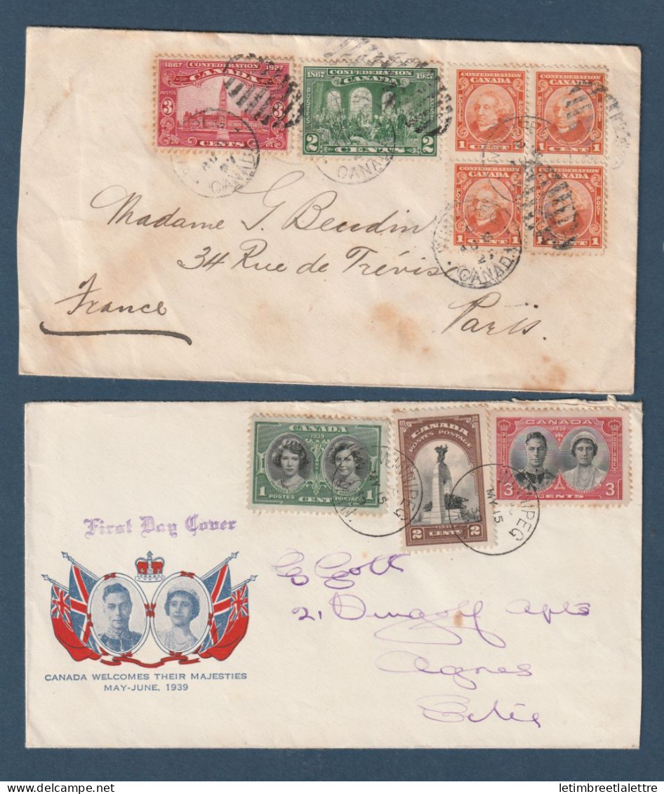 Canada - Lettre Pour La France / Enveloppe Premier Jour - Fdc - 1939 - Briefe U. Dokumente