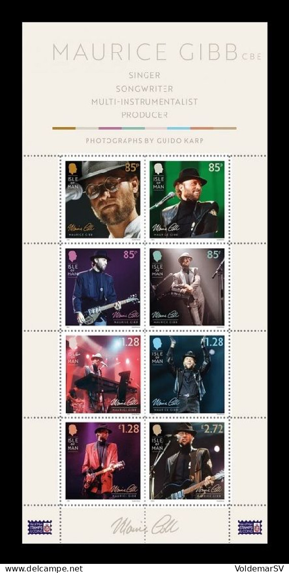 Isle Of Man 2024 Mih. 3111/18 (Bl.132) Music. Musician Maurice Gibb MNH ** - Isola Di Man