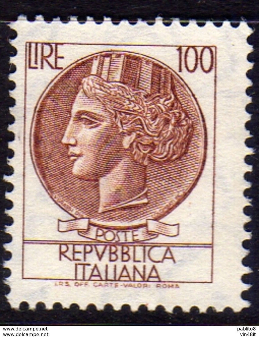 1968 - ITALIA REPUBBLICA - SIRACUSANA - LIRE  100    - SINGOLO - NUOVO - 1961-70: Mint/hinged