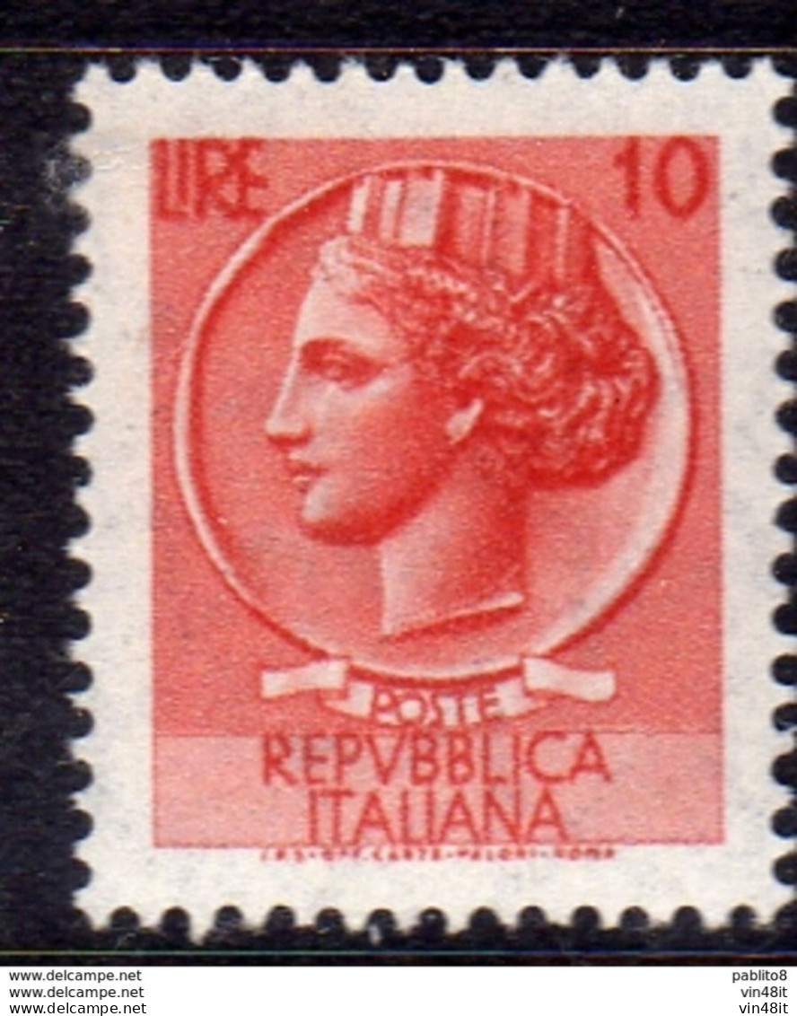 1968 - ITALIA REPUBBLICA - SIRACUSANA - LIRE  10  - SINGOLO - NUOVO - 1961-70: Nieuw/plakker