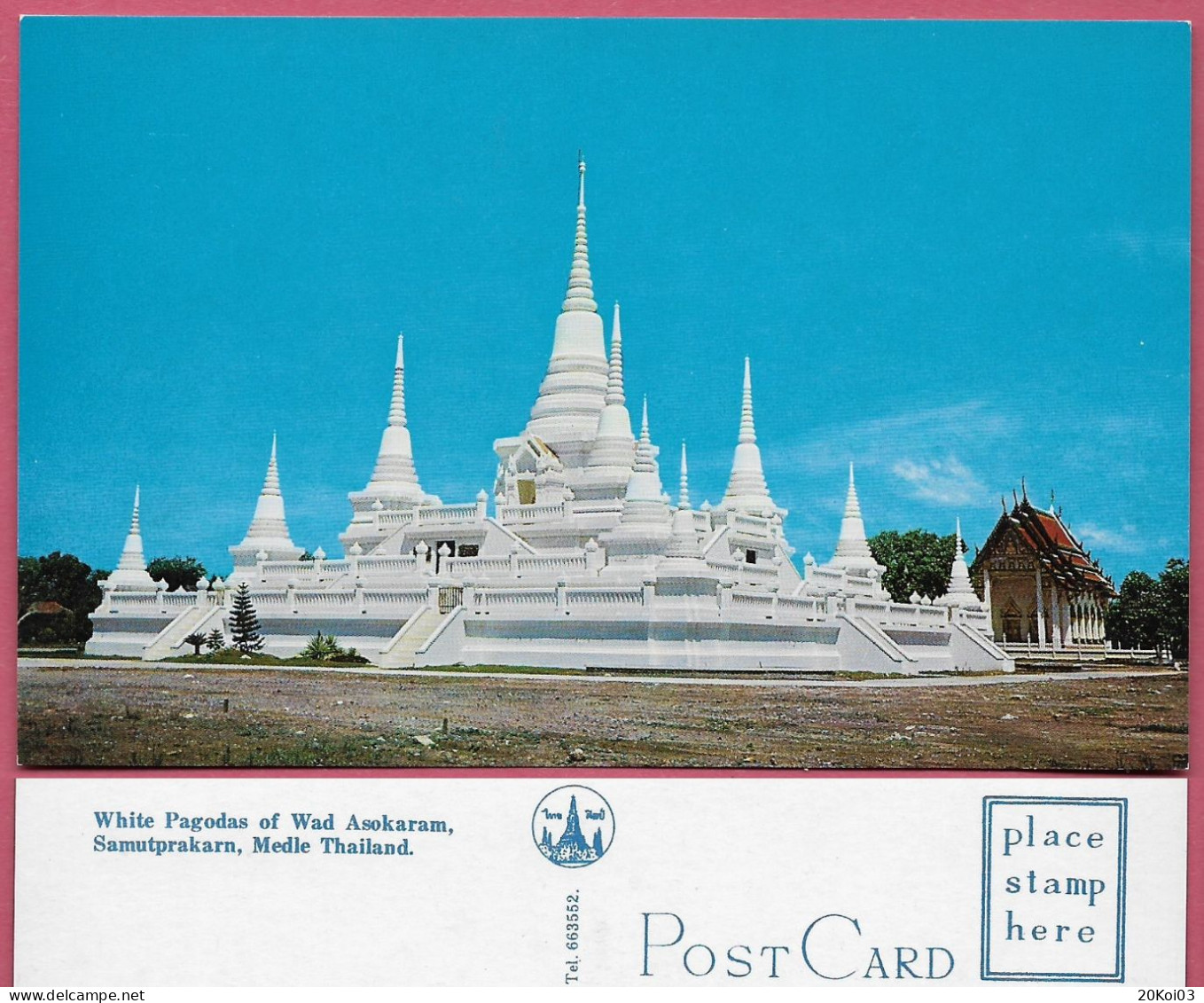 White Pagodas Of Wad (Wat) Asokaram_Samutprakarn, Medle Thailand_1975's_SUP_P.C.352 THAI SILPA - Thaïland