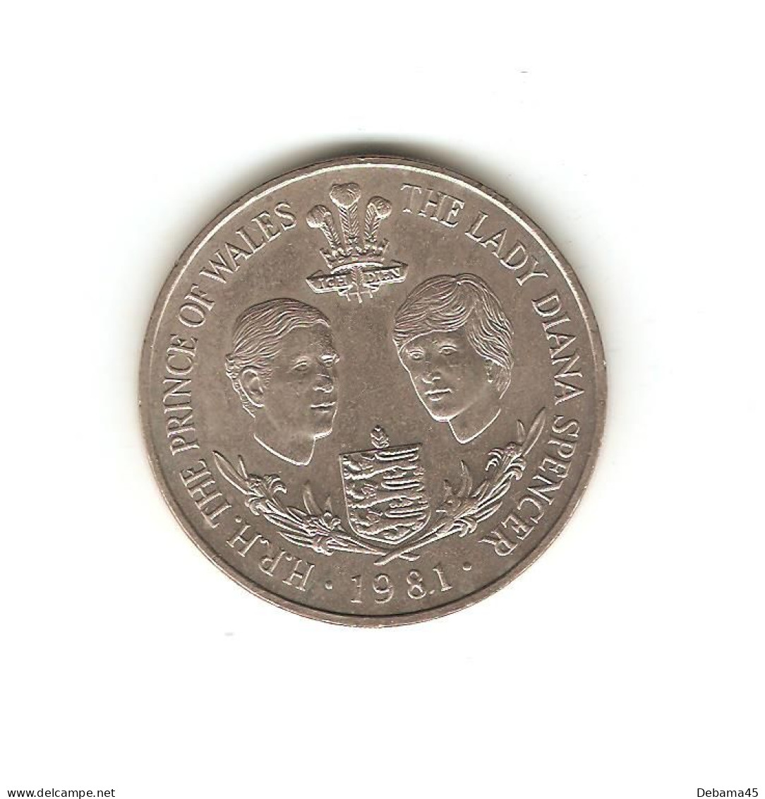462/ GUERNESEY : Elizabeth II : 25 Pence 1981 (copper-nickel - 28,50 Grammes) Prince De Galles - Lady Diana - Guernsey