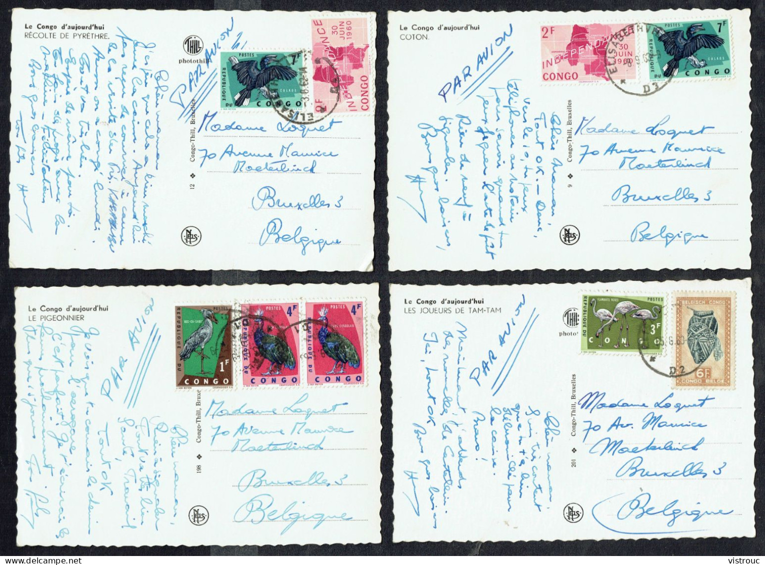 8 CP Diverses: CONGO - Animaux, Paysages,...etc... - Circulated - Circulé - Gelaufen - 1962-63. - Congo Belga