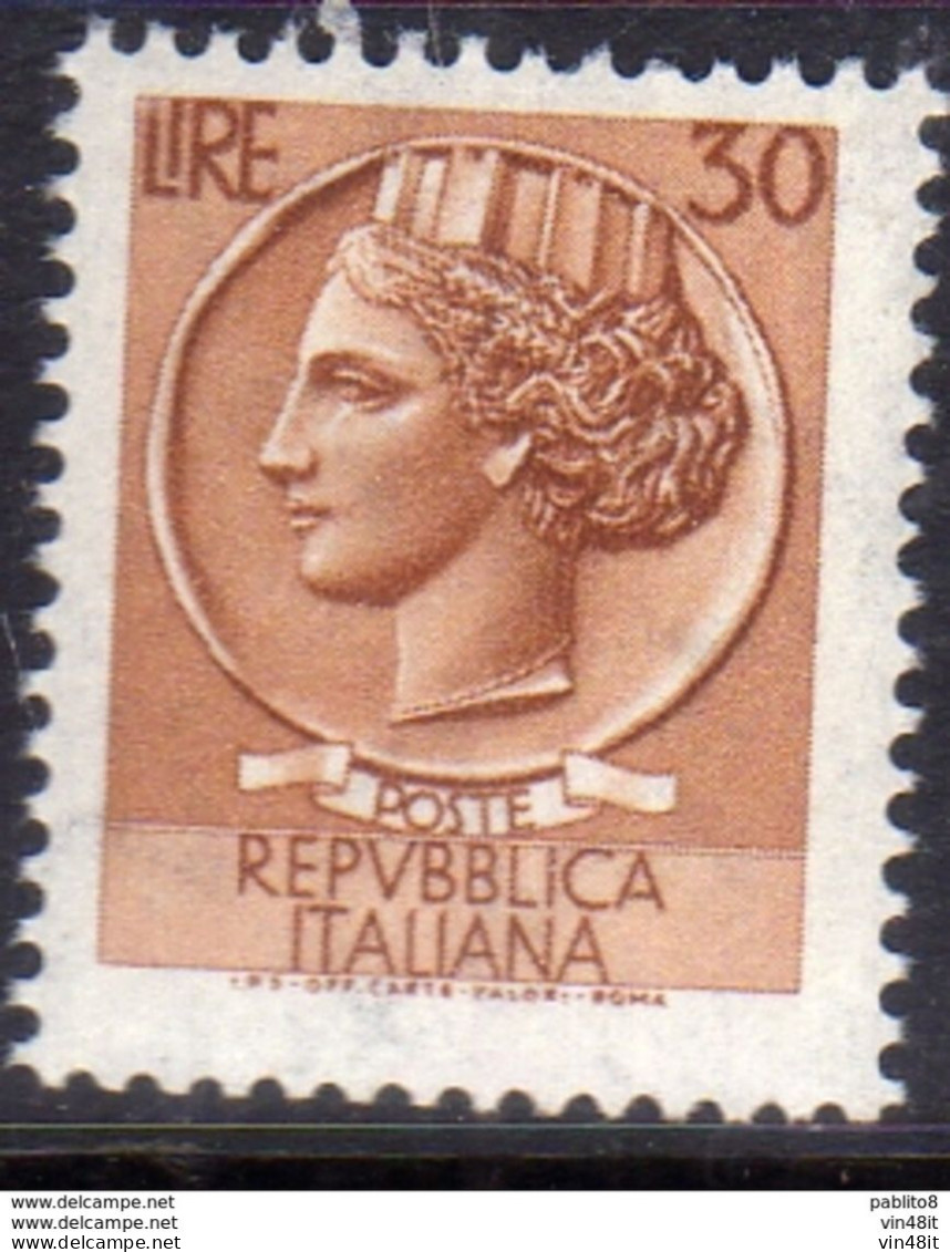 1968 - ITALIA REPUBBLICA - SIRACUSANA - LIRE  30    - SINGOLO - NUOVO - 1961-70:  Nuovi