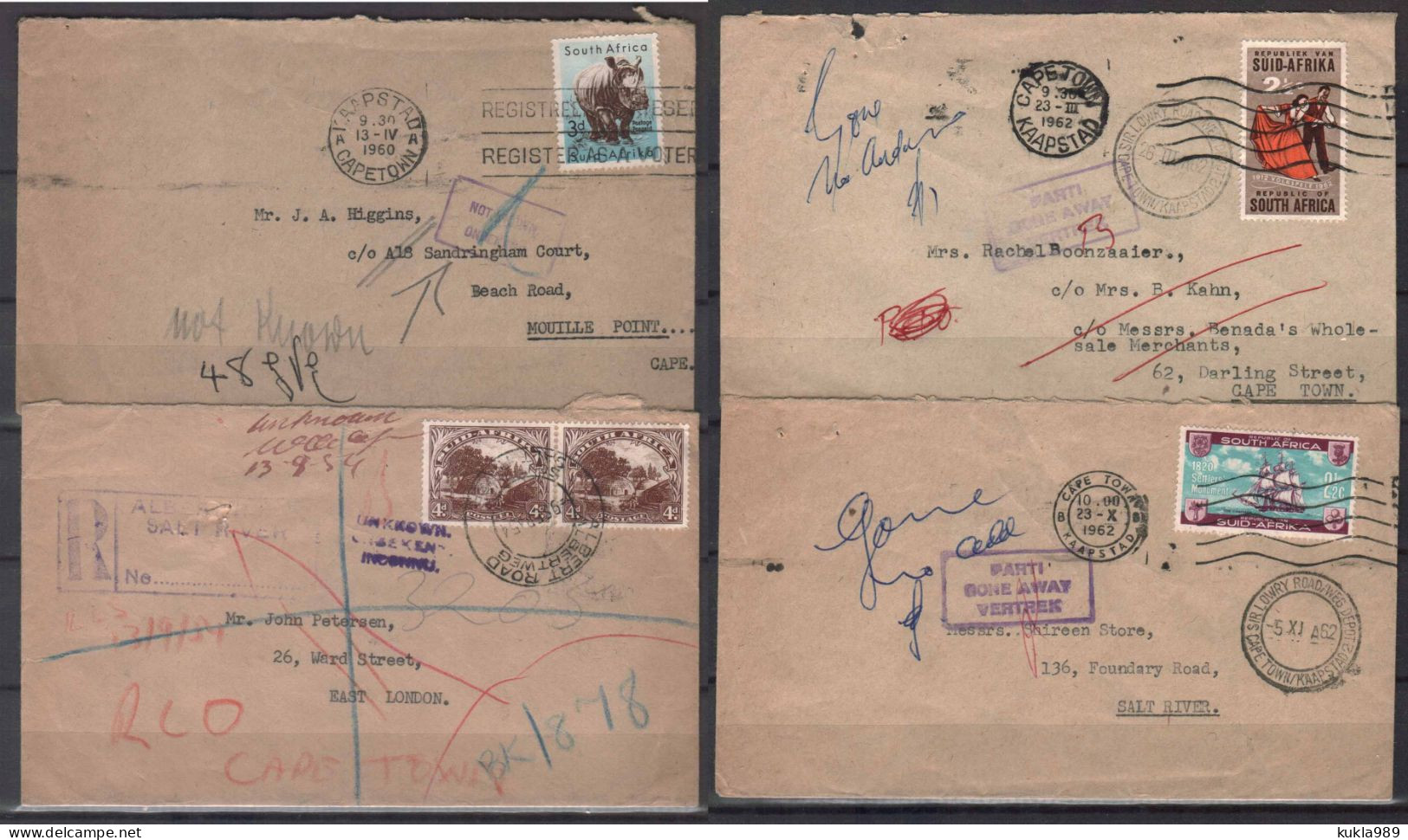 SOUTH AFRICA STAMPS. 4  COVERS 1960-1962. - Storia Postale