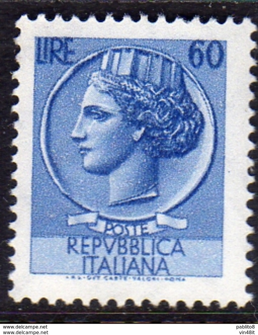 1968 - ITALIA REPUBBLICA - SIRACUSANA - LIRE  60    - SINGOLO - NUOVO - 1961-70: Nieuw/plakker