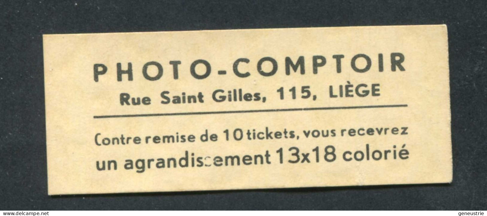 Jeton-carton De Nécessité - Ticket-prime "Photo-Comptoir Rue Saint Gilles à Liège" Belgique - Monetari / Di Necessità