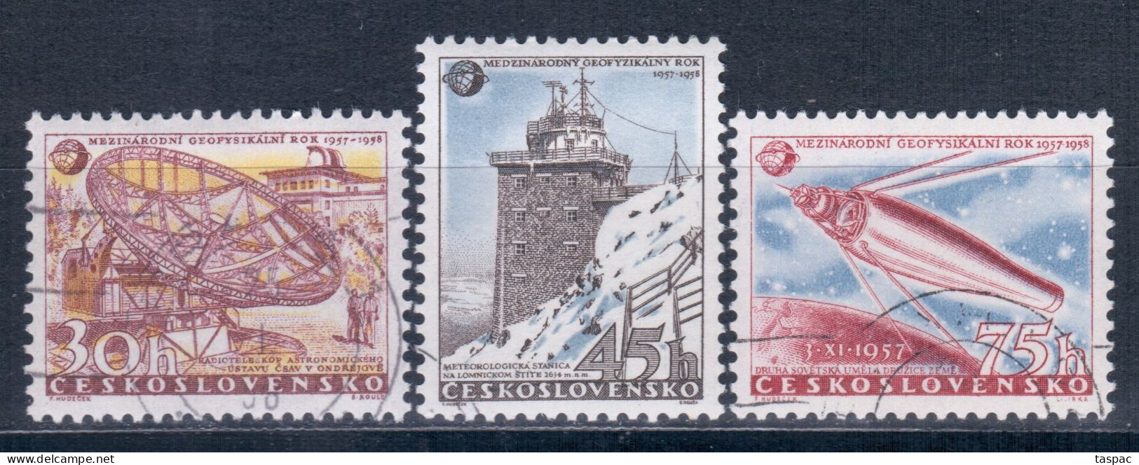 Czechoslovakia 1957 Mi# 1055-1057 Used - International Geophysical Year / Sputnik 2 / Space - Europa