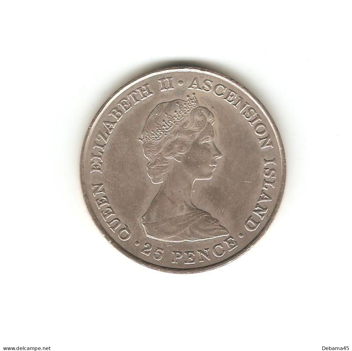 531/ ASCENSION ISLAND : Elizabeth II : 25 Pence 1981 (copper-nickel - 28,16 Grammes) Wedding Of P De Galles - Lady Diana - Ascension Island