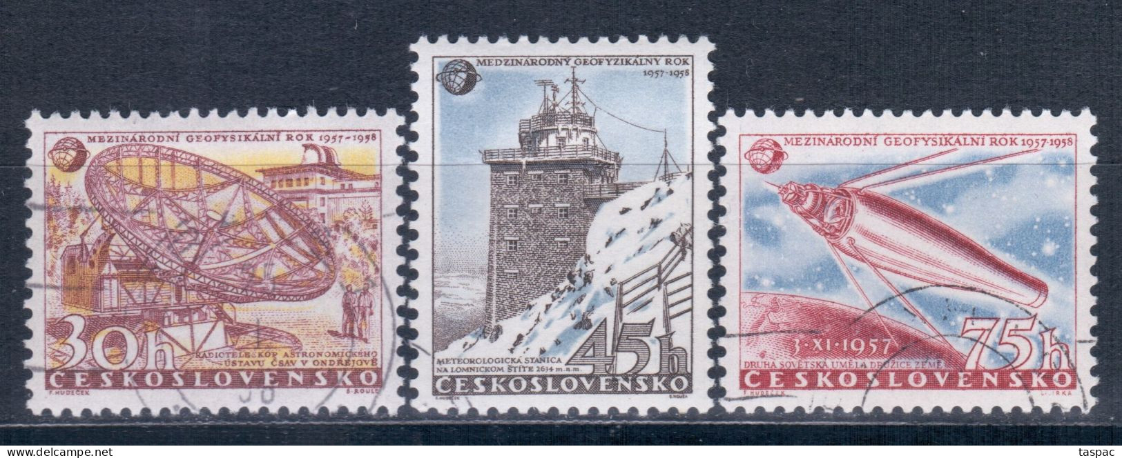 Czechoslovakia 1957 Mi# 1055-1057 Used - International Geophysical Year / Sputnik 2 / Space - Used Stamps