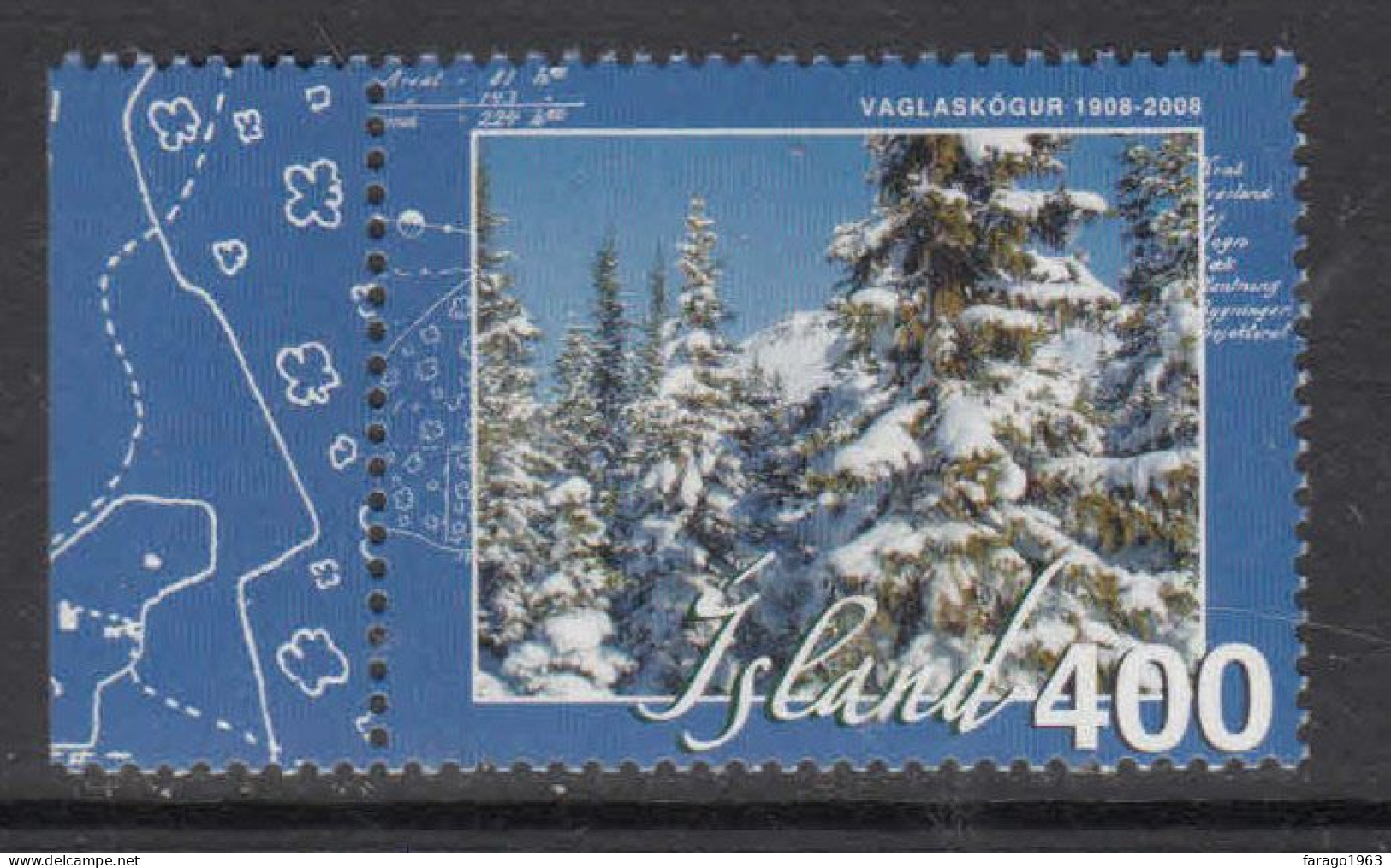 2008 Iceland Forestry Trees Complete Set Of 1 MNH @ BELOW FACE VALUE - Ungebraucht