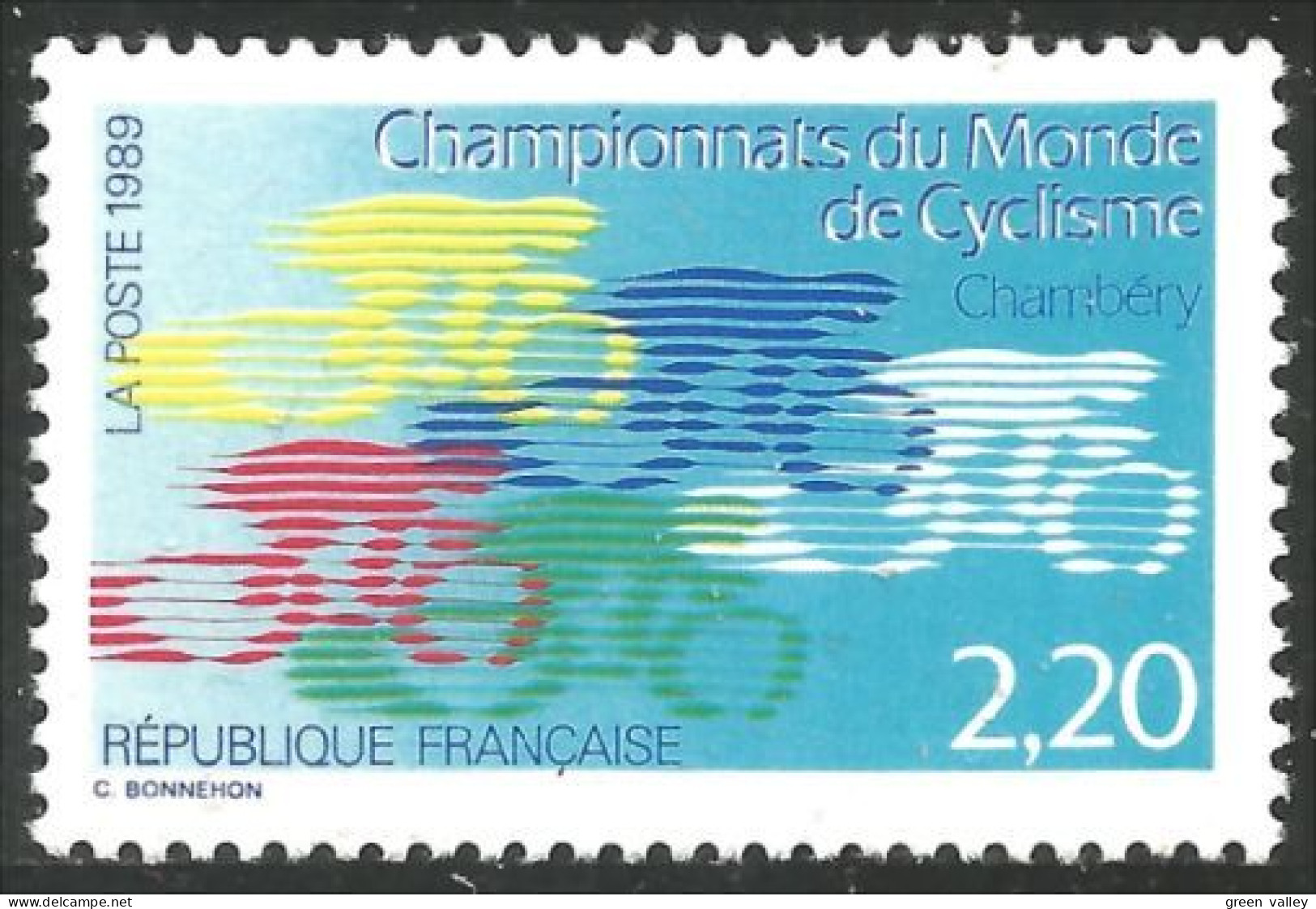 355 France Yv 2590 Championnat Cyclisme Bicycle Fahrrad Bicicletta Ciclismo MNH ** Neuf SC (2590-1b) - Cycling