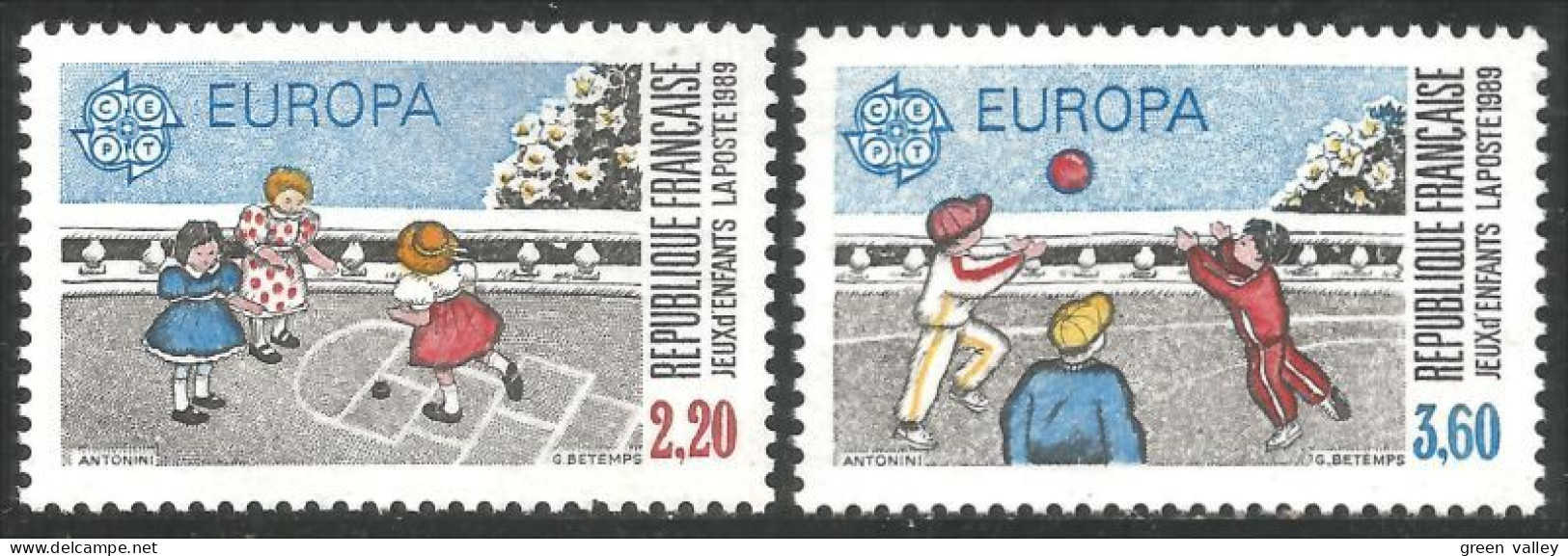 355 France Yv 2584-2585 Europa 1989 Jeux Enfants Children Games MNH ** Neuf SC (2584-2585-1b) - 1989