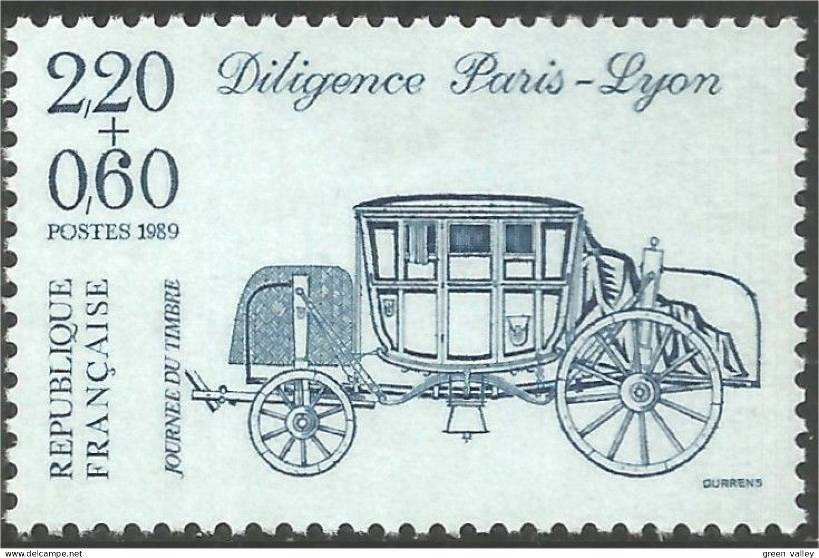 355 France Yv 2577 Diligence Paris-Lyon MNH ** Neuf SC (2577-1d) - Chevaux