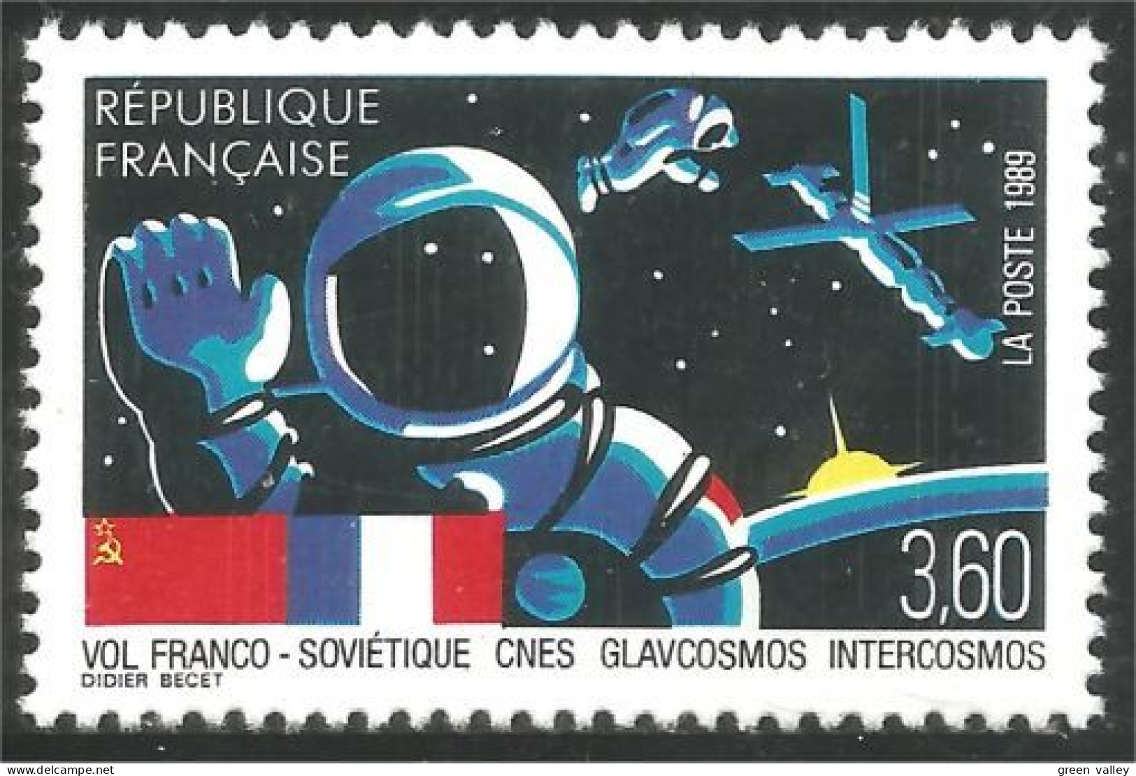 355 France Yv 2571 Espace Space Cosmonaute Cosmonaut Satellite MNH ** Neuf SC (2571-1c) - Télécom