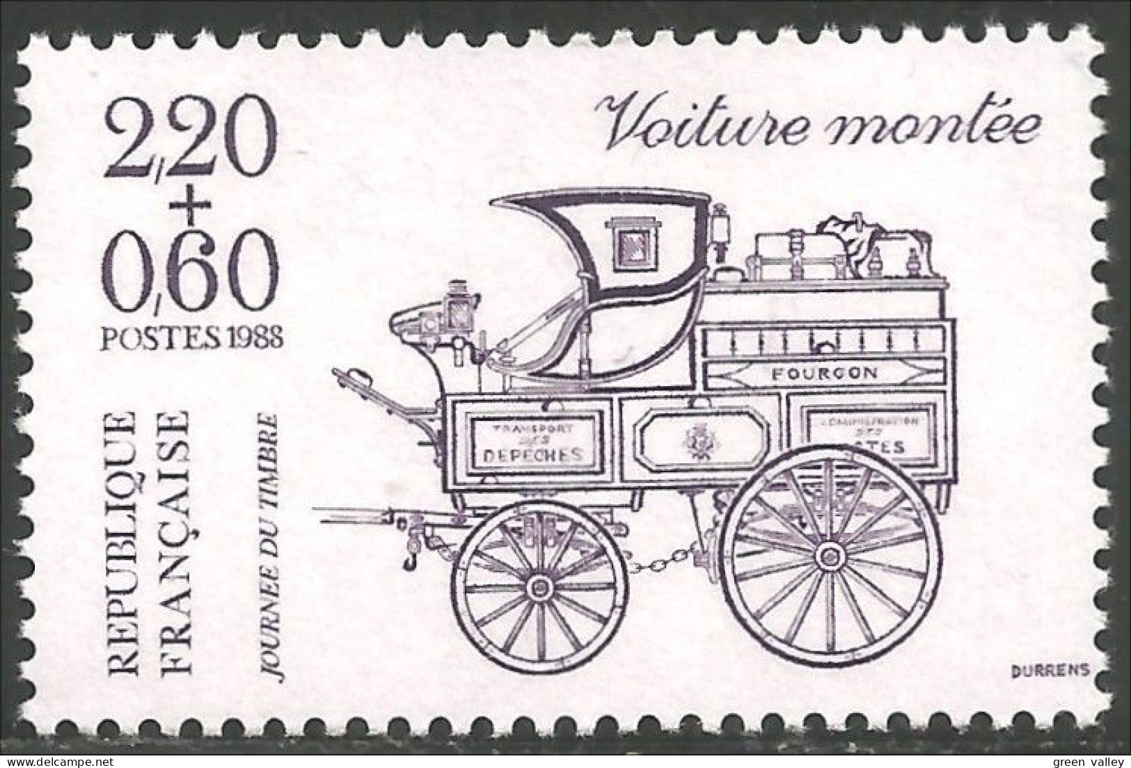 355 France Yv 2525 Journée Timbre Malle-poste Coach Attelage MNH ** Neuf SC (2525-1b) - Giornata Del Francobollo