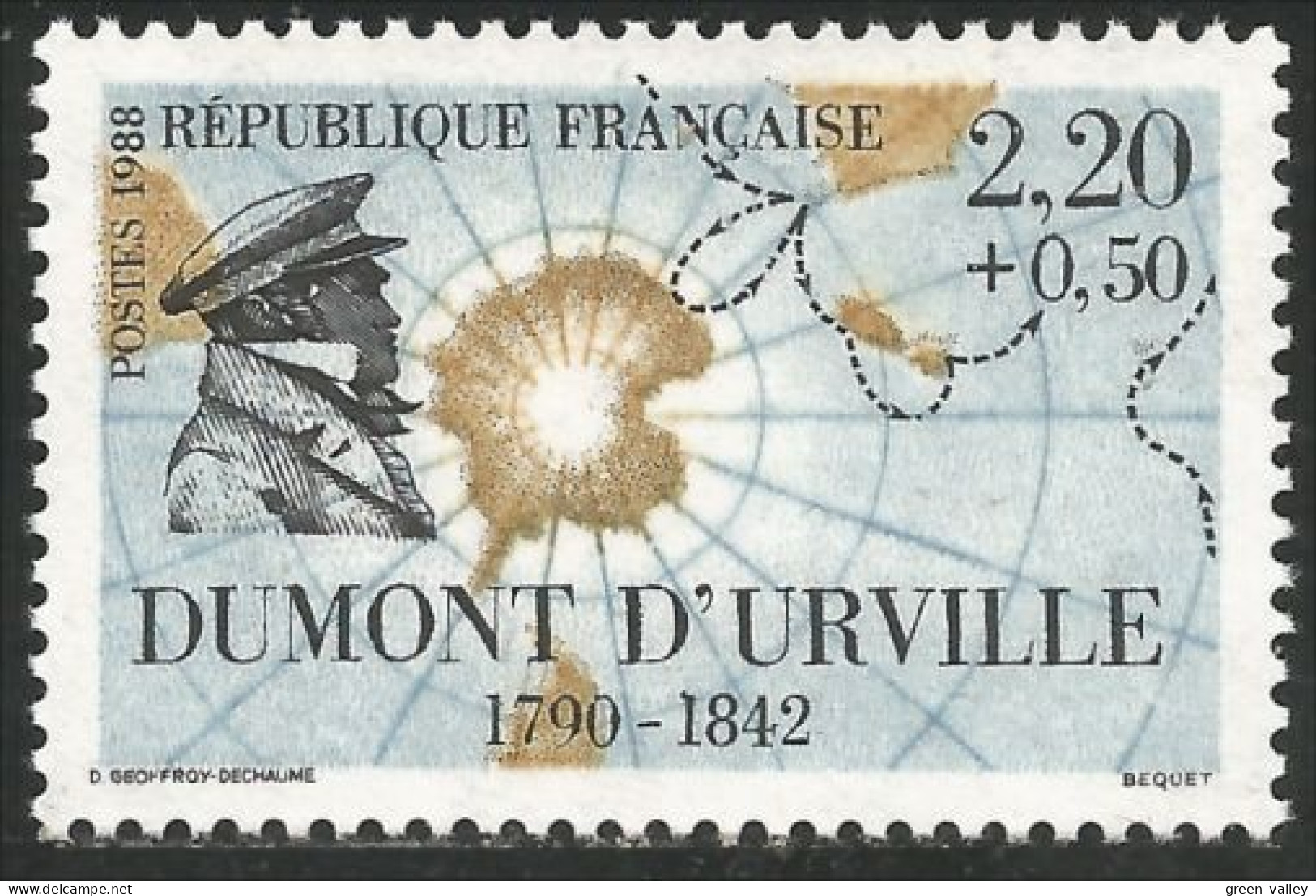 355 France Yv 2522 Dumont D'Urville Voyages Carte Antarctique Antarctic Map MNH ** Neuf SC (2522-1) - Schiffe