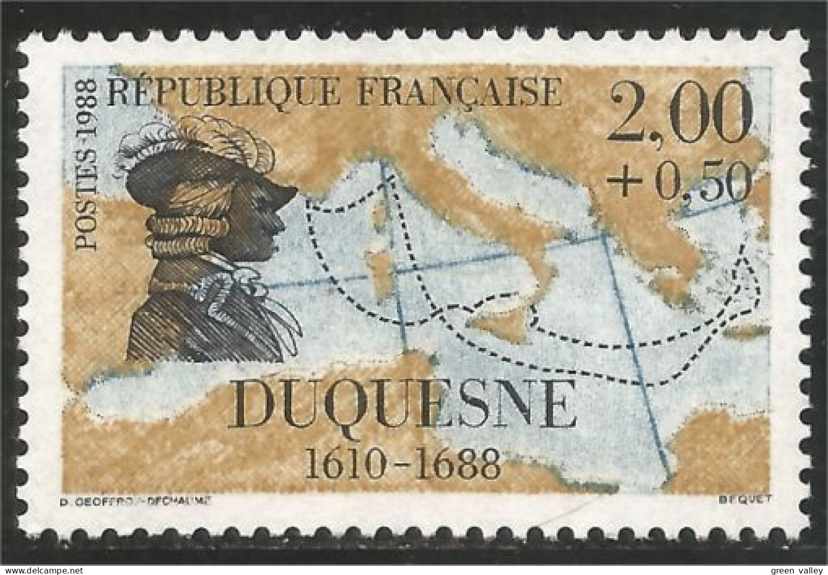 355 France Yv 2517 Duquesne Voyages Carte Méditerranée Map MNH ** Neuf SC (2517-1) - Schiffe