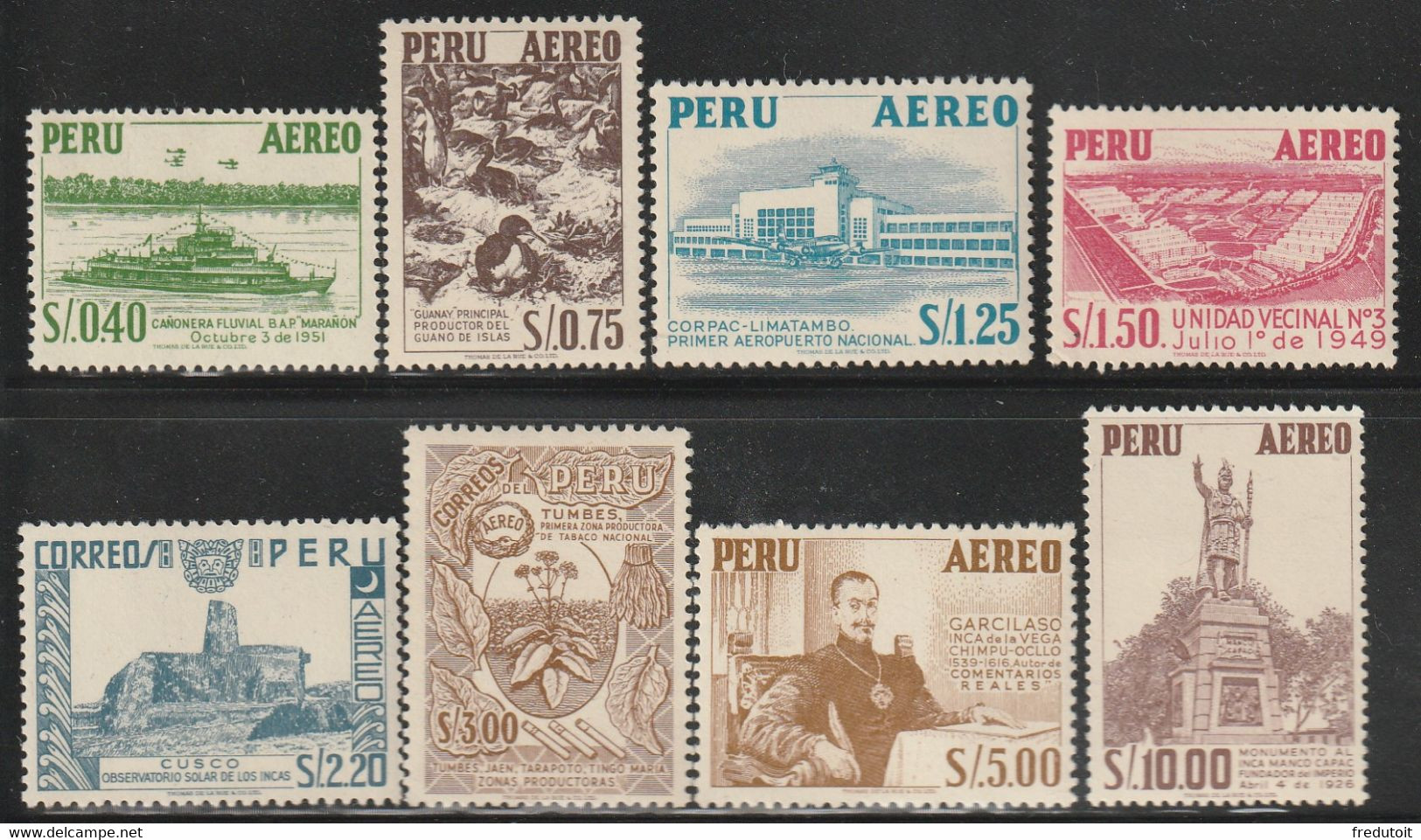 PEROU - Poste Aérienne N°104/111 ** (1953) Série Courante - Peru