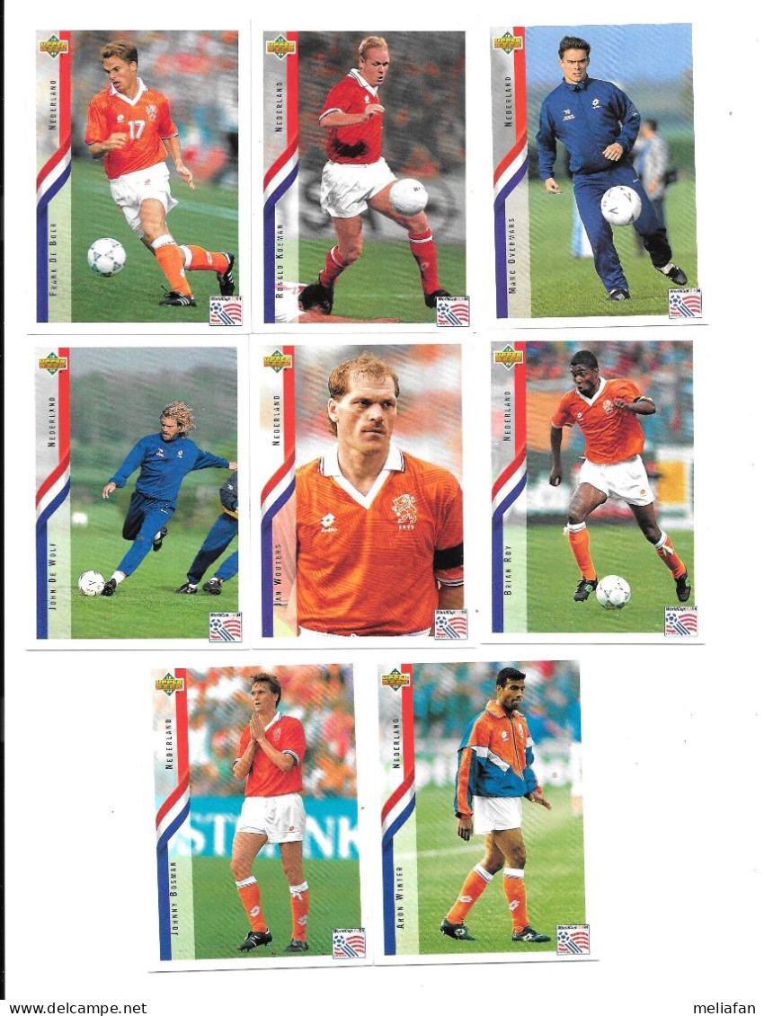 EH35 - CARTES UPPER DECK USA 94 - NEDERLAND - DE GOEY BOSMAN DE BOER OVERMARS KOEMAN WITSCHGE ROY WOUTERS - Trading-Karten