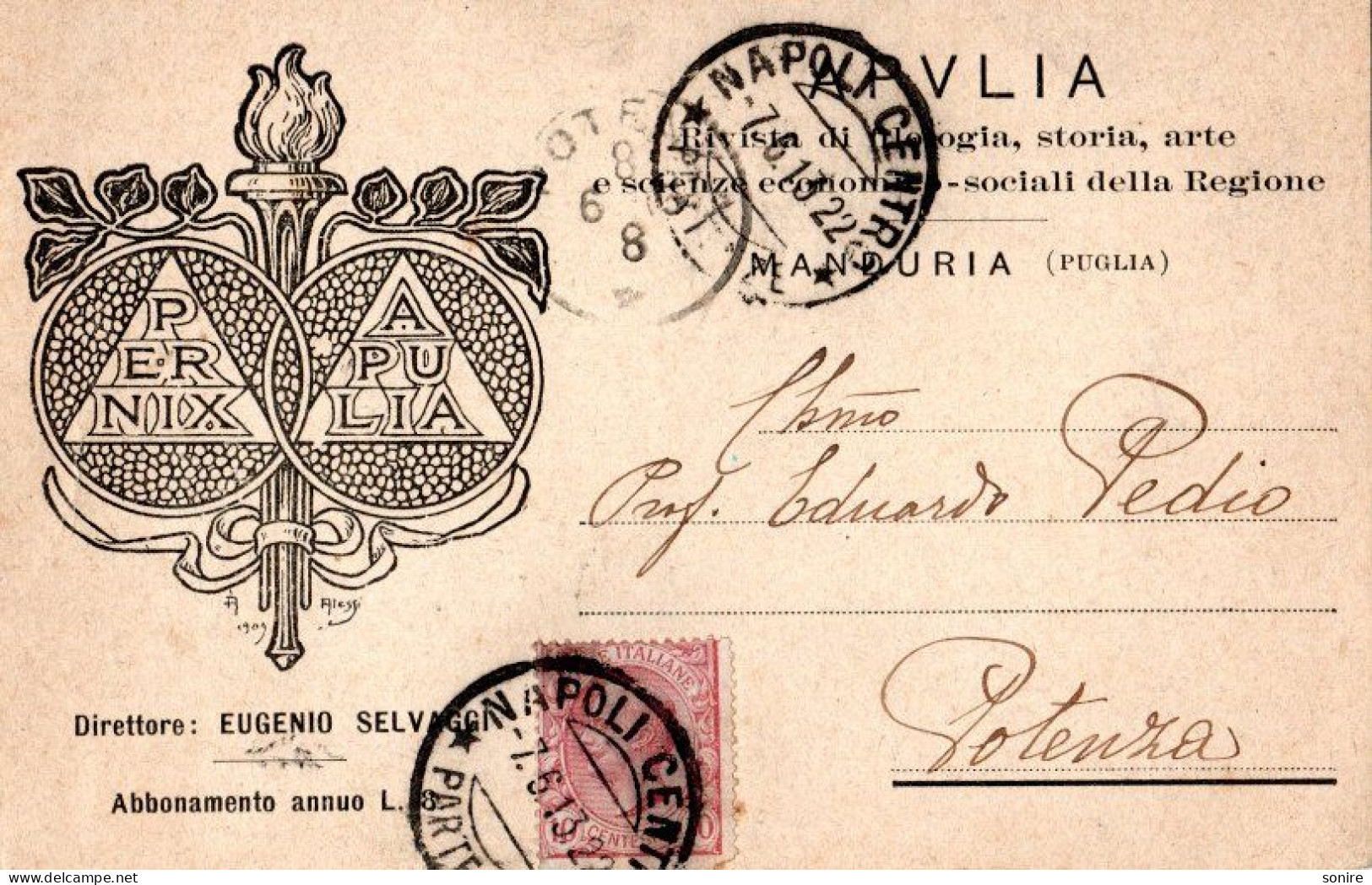 MANDURIA (PUGLIA) CARTOLINA PUBBLICITARIA RIVISTA APULIA - VG 1913 FP - C0283 - Taranto