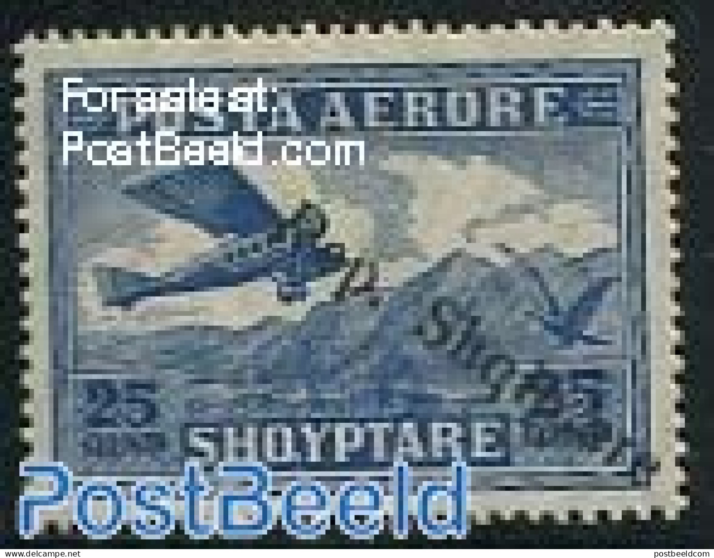 Albania 1927 25Q, Stamp Out Of Set, Unused (hinged), Nature - Transport - Birds - Aircraft & Aviation - Vliegtuigen