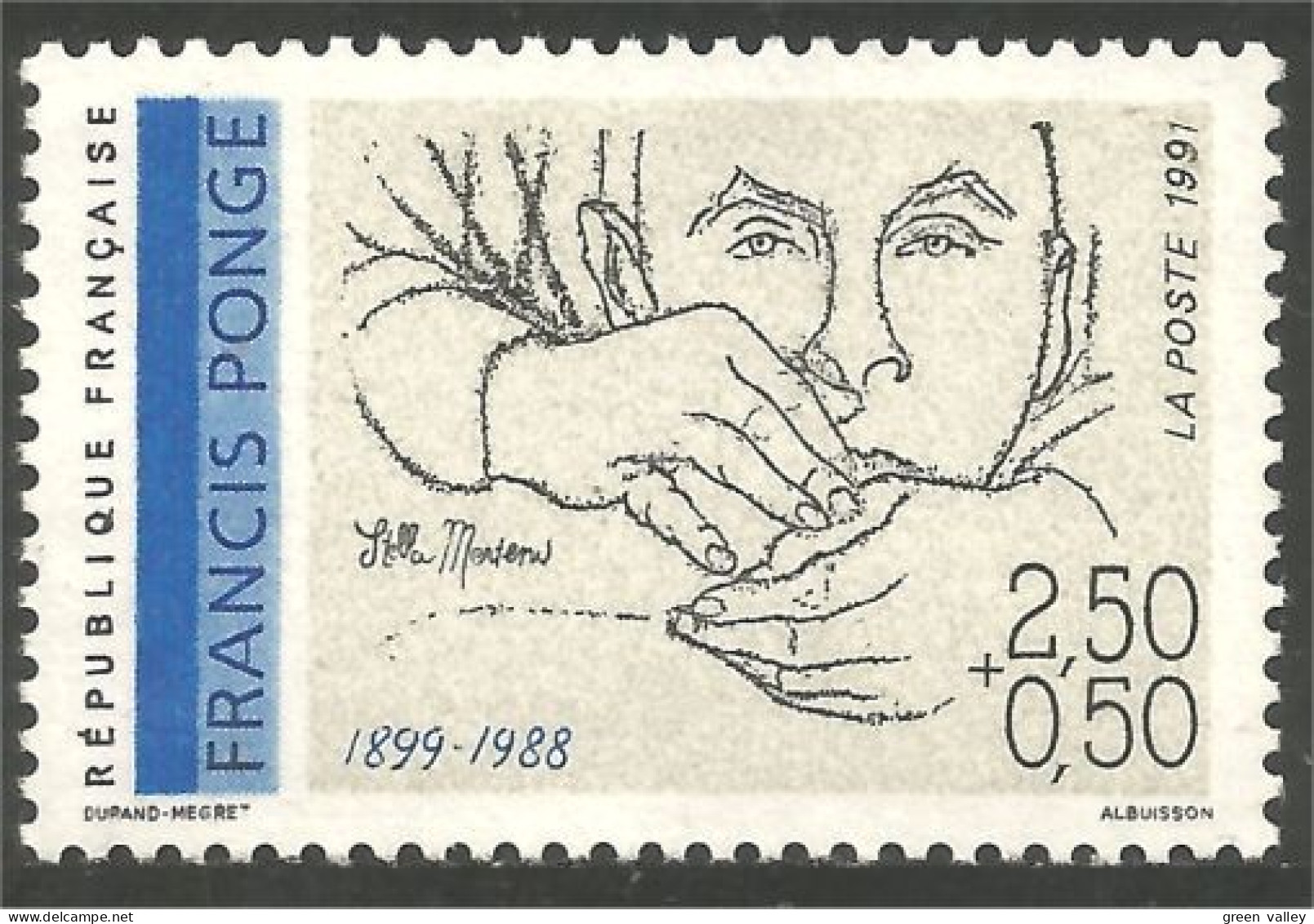 356 France Yv 2684 Francis Ponge Poète Écrivain Writer MNH ** Neuf SC (2684-1b) - Ecrivains