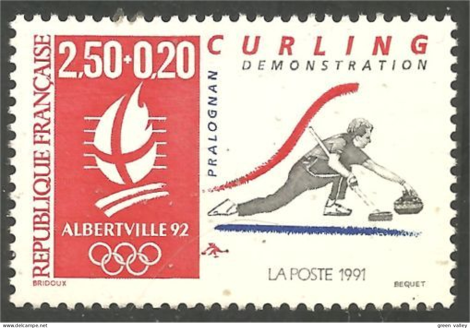 356 France Yv 2680 Jeux Olympiques Albertville Curling MNH ** Neuf SC (2680-1c) - Invierno