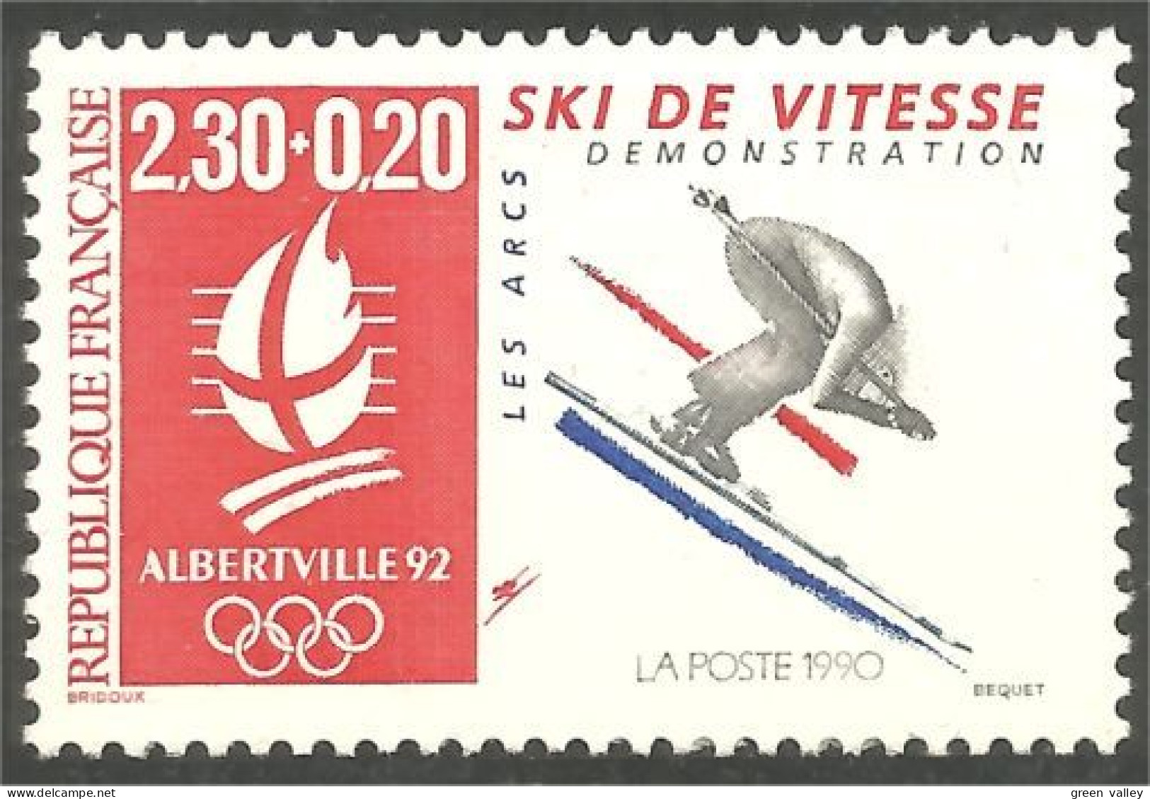356 France Yv 2675 Jeux Olympiques Albertville Speed Ski Vitesse MNH ** Neuf SC (2675-1d) - Invierno