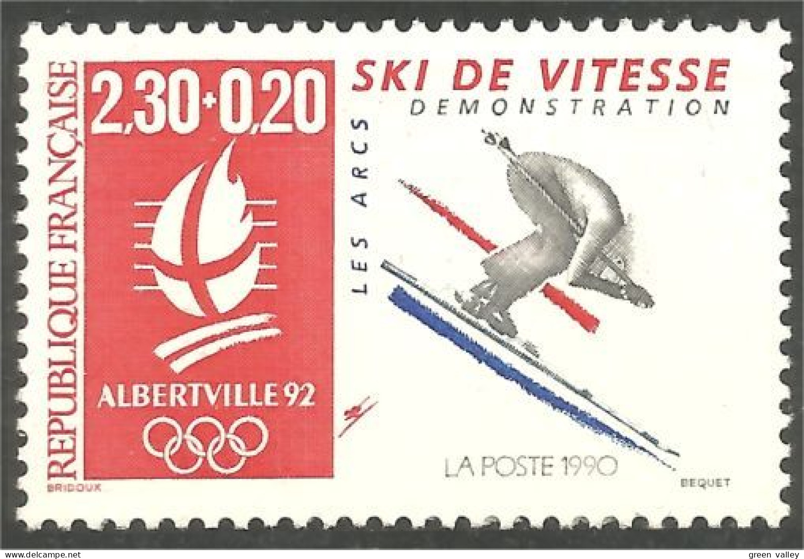 356 France Yv 2675 Jeux Olympiques Albertville Speed Ski Vitesse MNH ** Neuf SC (2675-1d) - Hiver