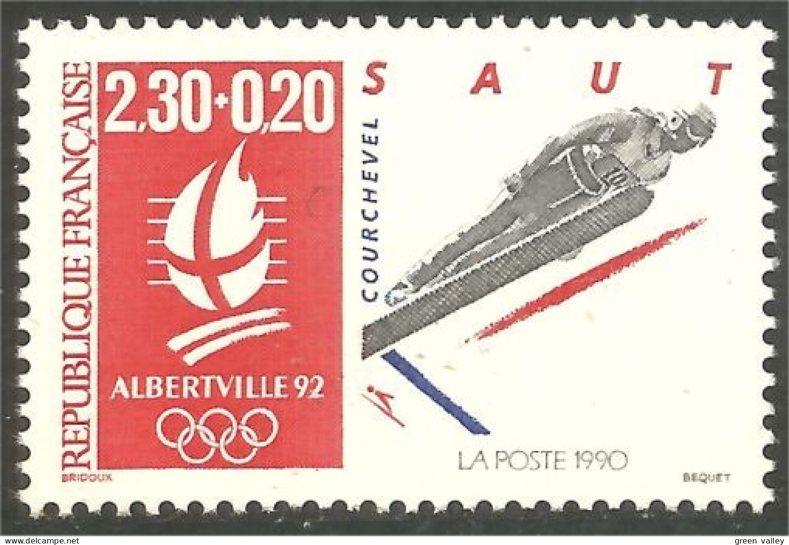 356 France Yv 2674 Jeux Olympiques Albertville Saut Ski Jump MNH ** Neuf SC (2674-1c) - Skiing