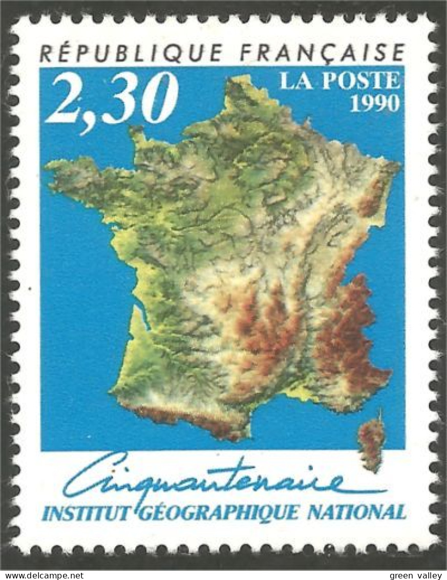 356 France Yv 2662 Carte Map Institut Géographique Relief MNH ** Neuf SC (2662-1c) - Andere & Zonder Classificatie