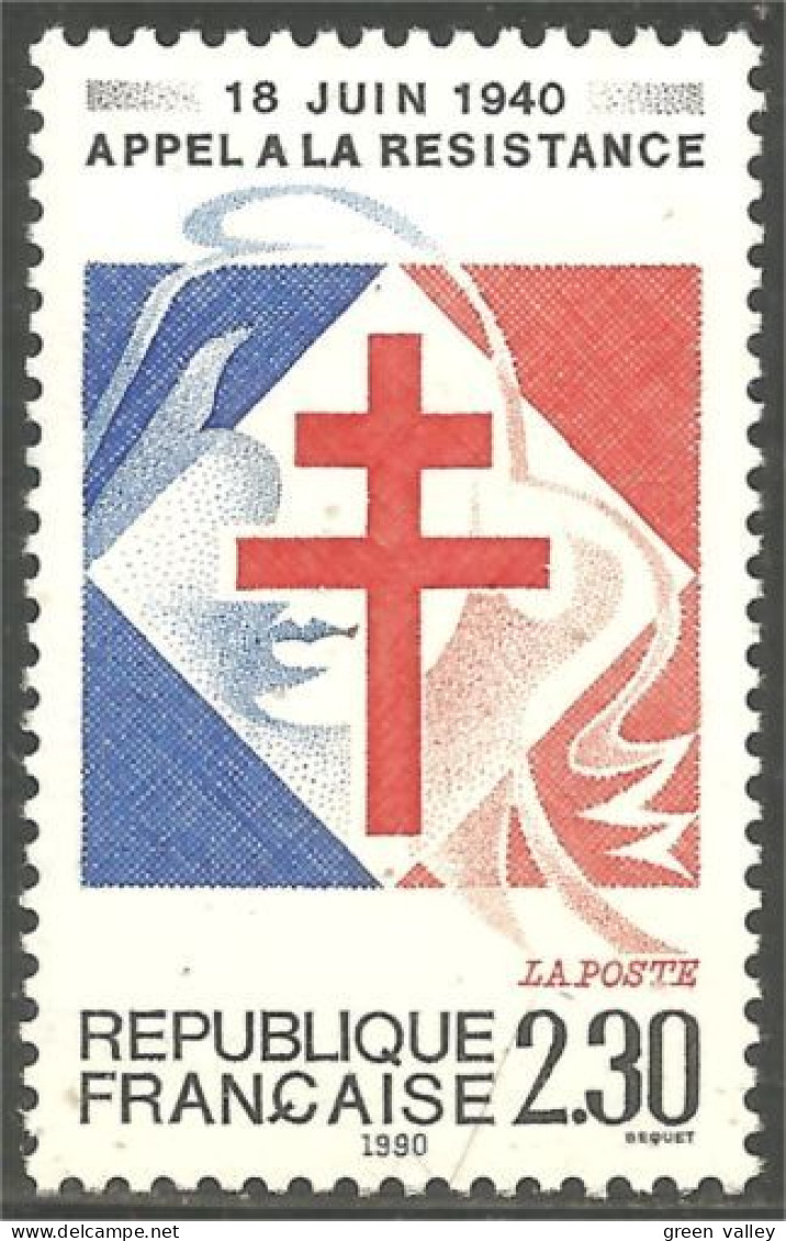 356 France Yv 2656 Appel Résistance Croix Lorraine De Gaulle MNH ** Neuf SC (2656-1c) - De Gaulle (General)