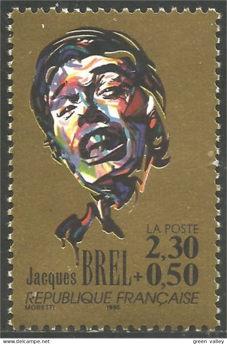 356 France Yv 2653 Jacques Brel Chanteur Singer Musique Music MNH ** Neuf SC (2653-1c) - Singers