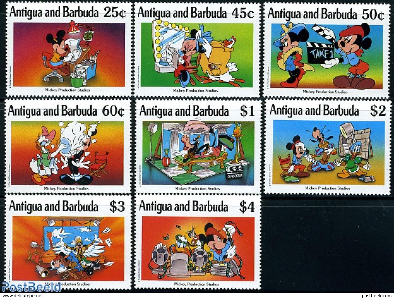 Antigua & Barbuda 1990 Disney Films 8v, Mint NH, Art - Disney - Disney