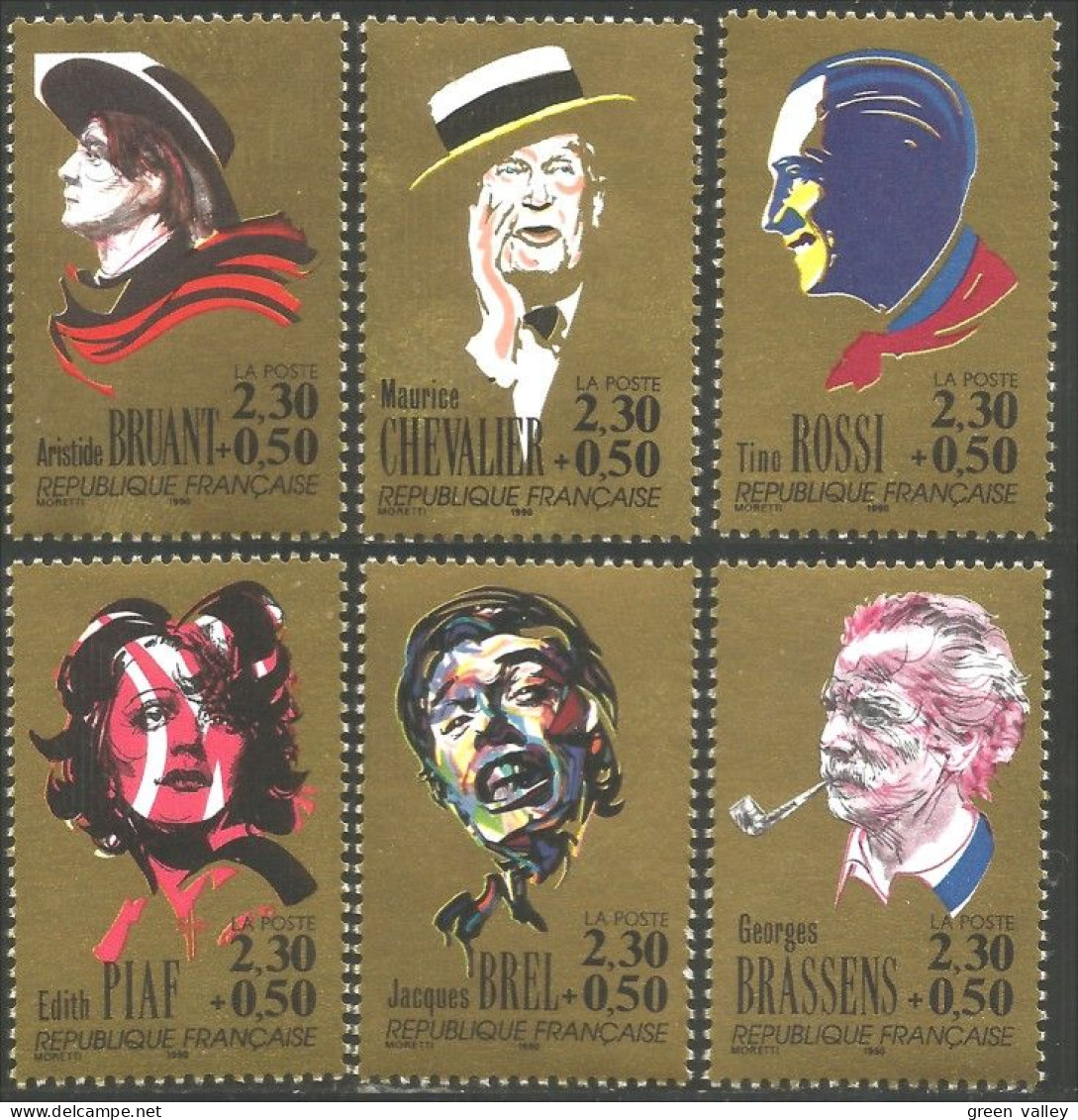 356 France Yv 2649-2654 Chanson Française Singers MNH ** Neuf SC (2649-2654-1b) - Musica