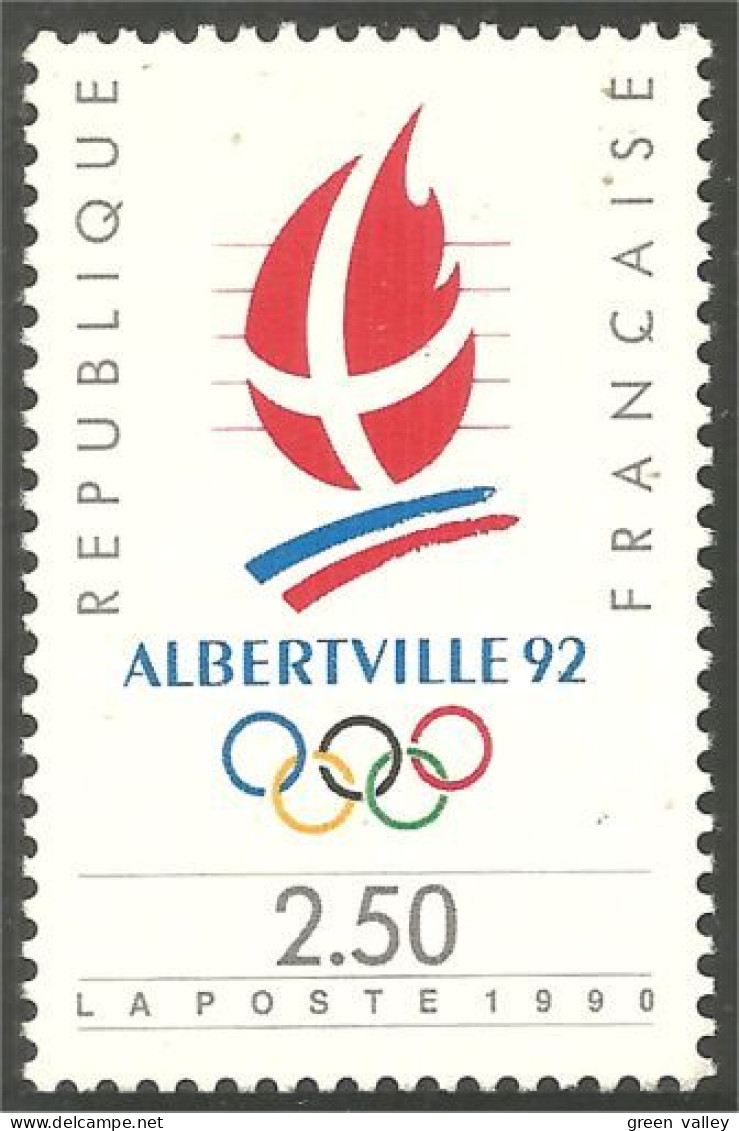 356 France Yv 2632 Jeux Olympiques Abertville Flamme MNH ** Neuf SC (2632-1d) - Invierno