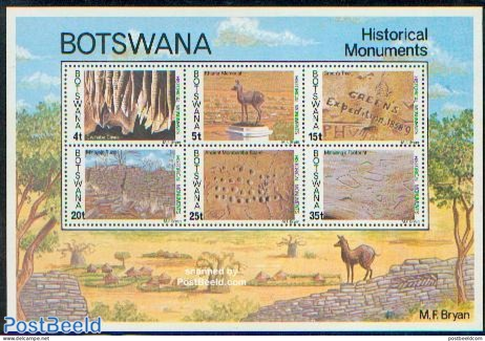 Botswana 1977 History S/s, Mint NH, History - Geology - Art - Cave Paintings - Préhistoire