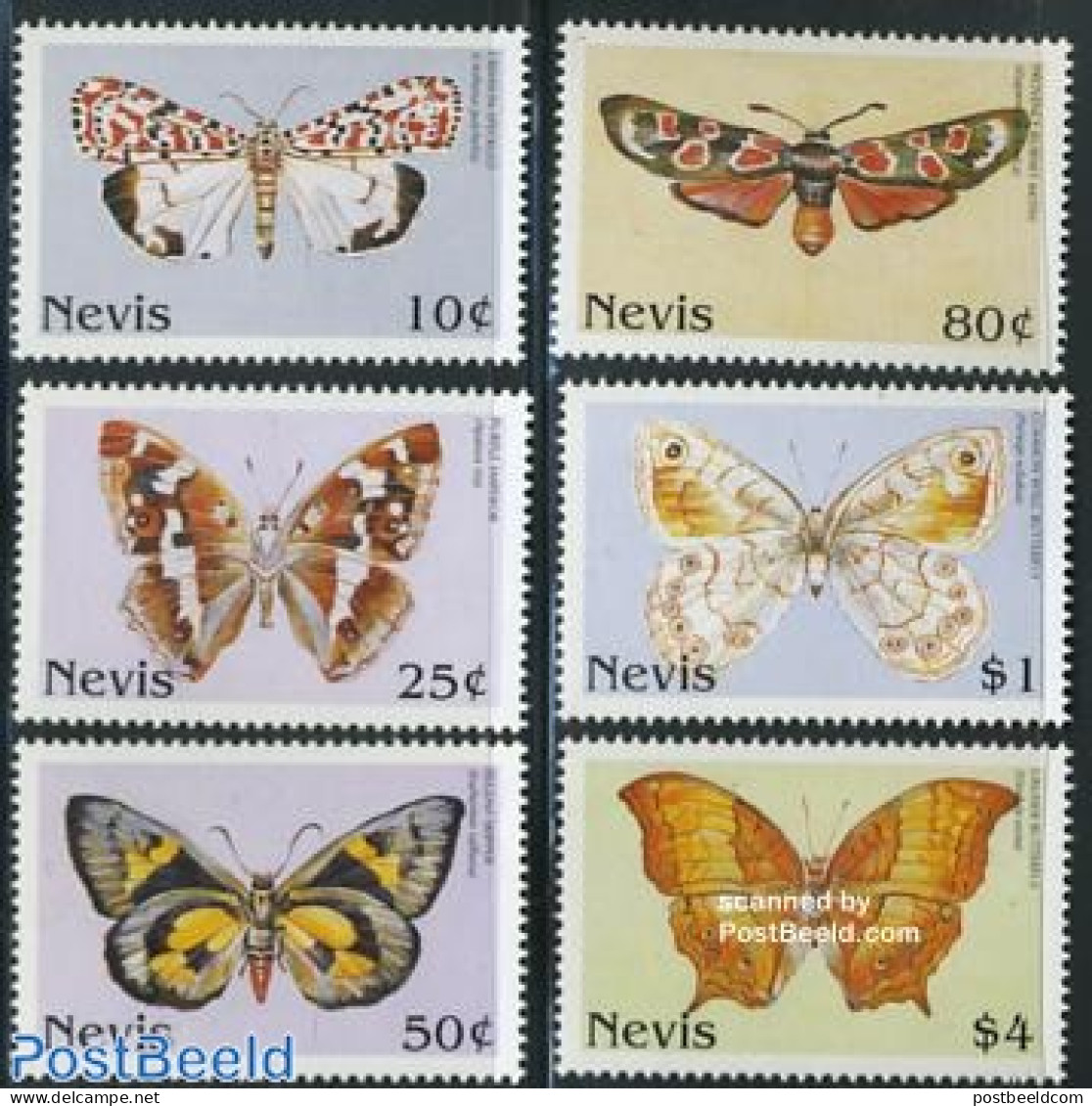 Nevis 1997 Butterflies 6v, Mint NH, Nature - Butterflies - St.Kitts Y Nevis ( 1983-...)