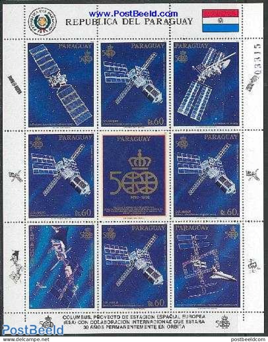 Paraguay 1989 Columbus Space Station M/s, Mint NH, Transport - Space Exploration - Paraguay