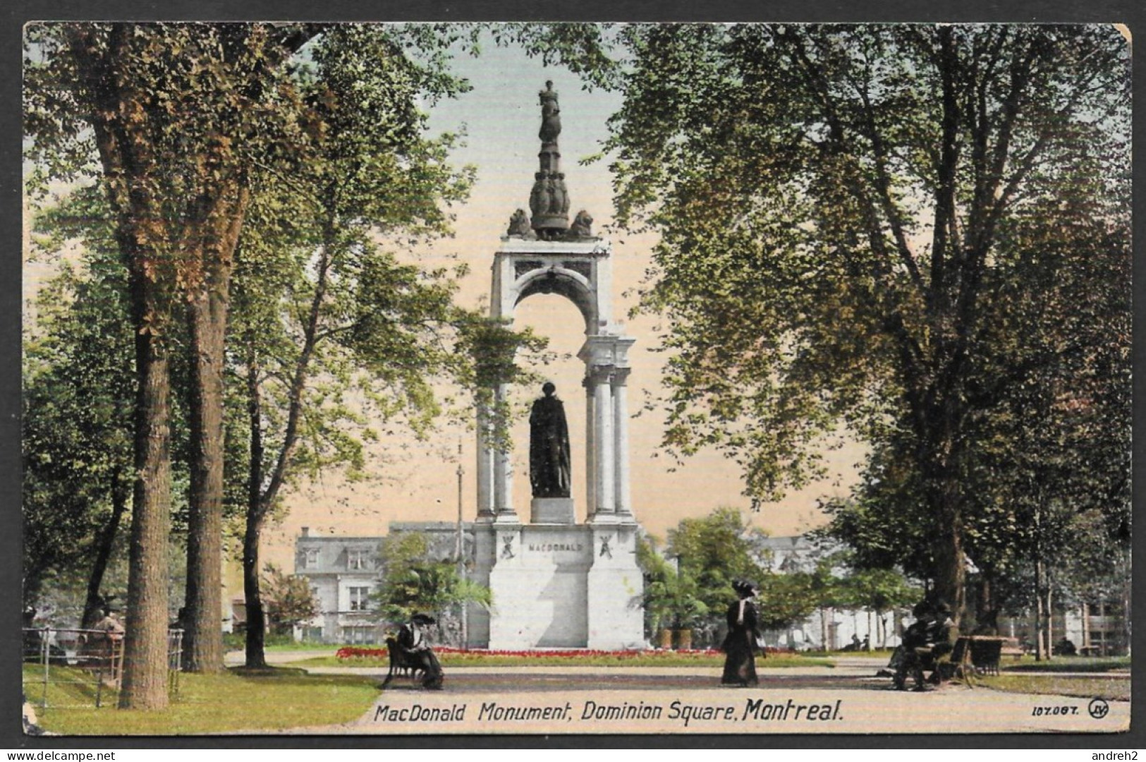 Montreal Quebec - C.P.A. - Postmarked 1912 - MacDonald Monument, Dominion Square - Montreal