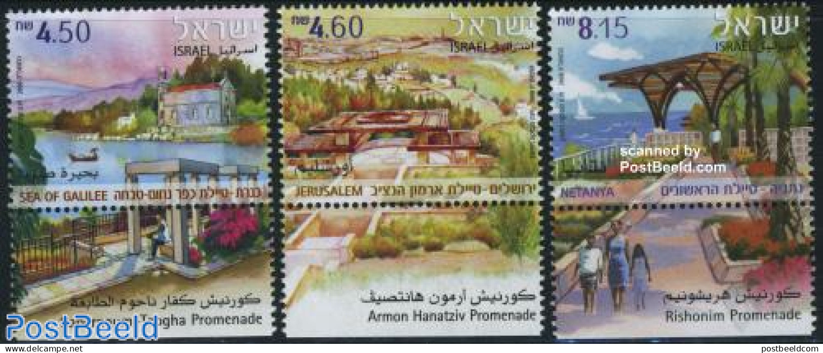 Israel 2008 Promenades 3v, Mint NH, Transport - Various - Ships And Boats - Tourism - Neufs (avec Tabs)
