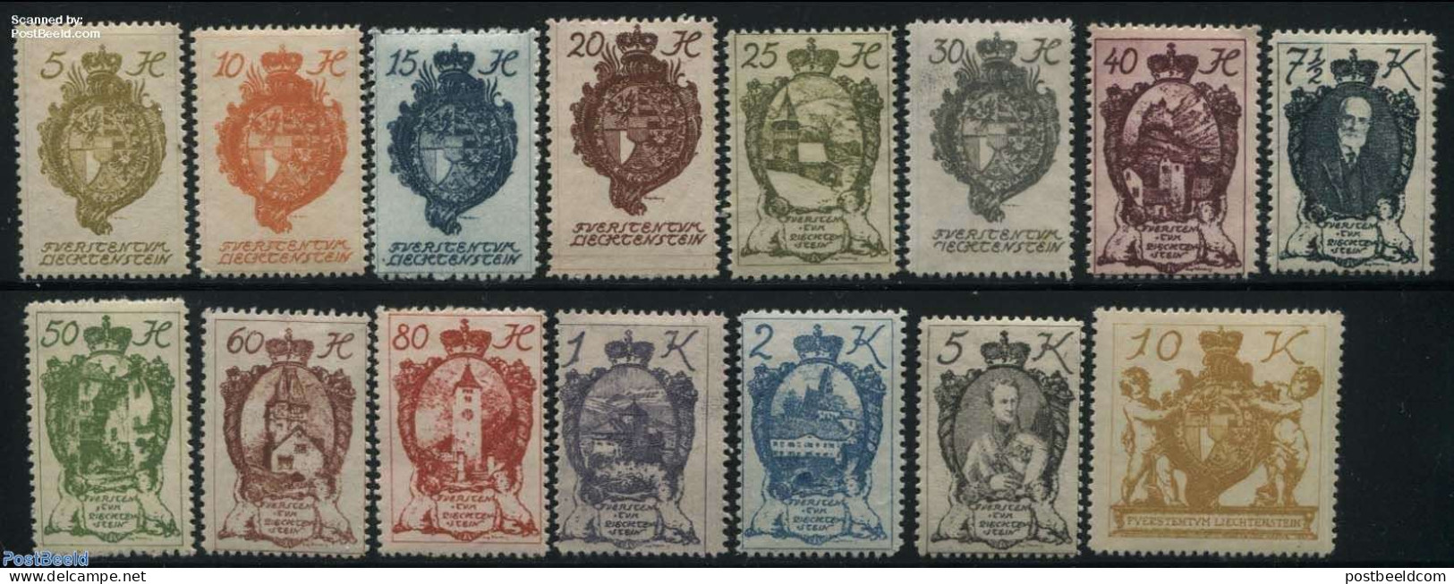 Liechtenstein 1920 Definitives 15v, Mint NH, History - Religion - Coat Of Arms - Churches, Temples, Mosques, Synagogue.. - Unused Stamps
