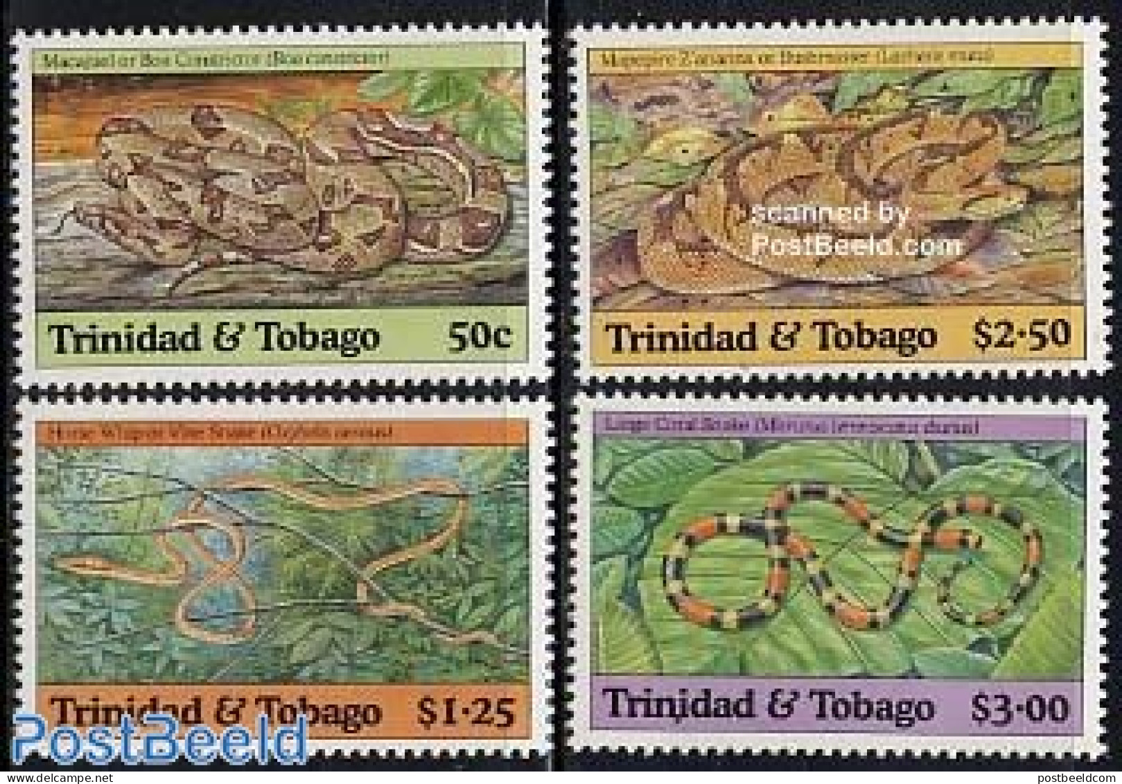 Trinidad & Tobago 1994 Snakes 4v, Mint NH, Nature - Reptiles - Snakes - Trinité & Tobago (1962-...)